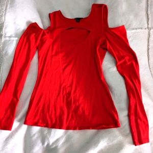 Gorgeous Red Cold Shoulder Guess Top